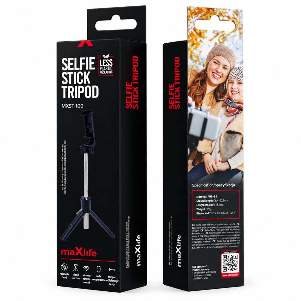 Maxlife Mxst-100 Bluetooth Selfie Stick Tripod Black