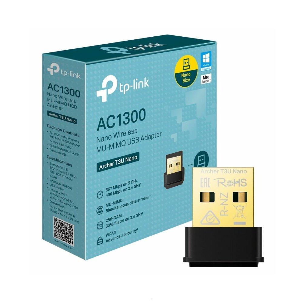 TP-LINK MU-MIMO WIRELESS USB ADAPTER 867 MBPS AC1300 ARCHER T3U NANO