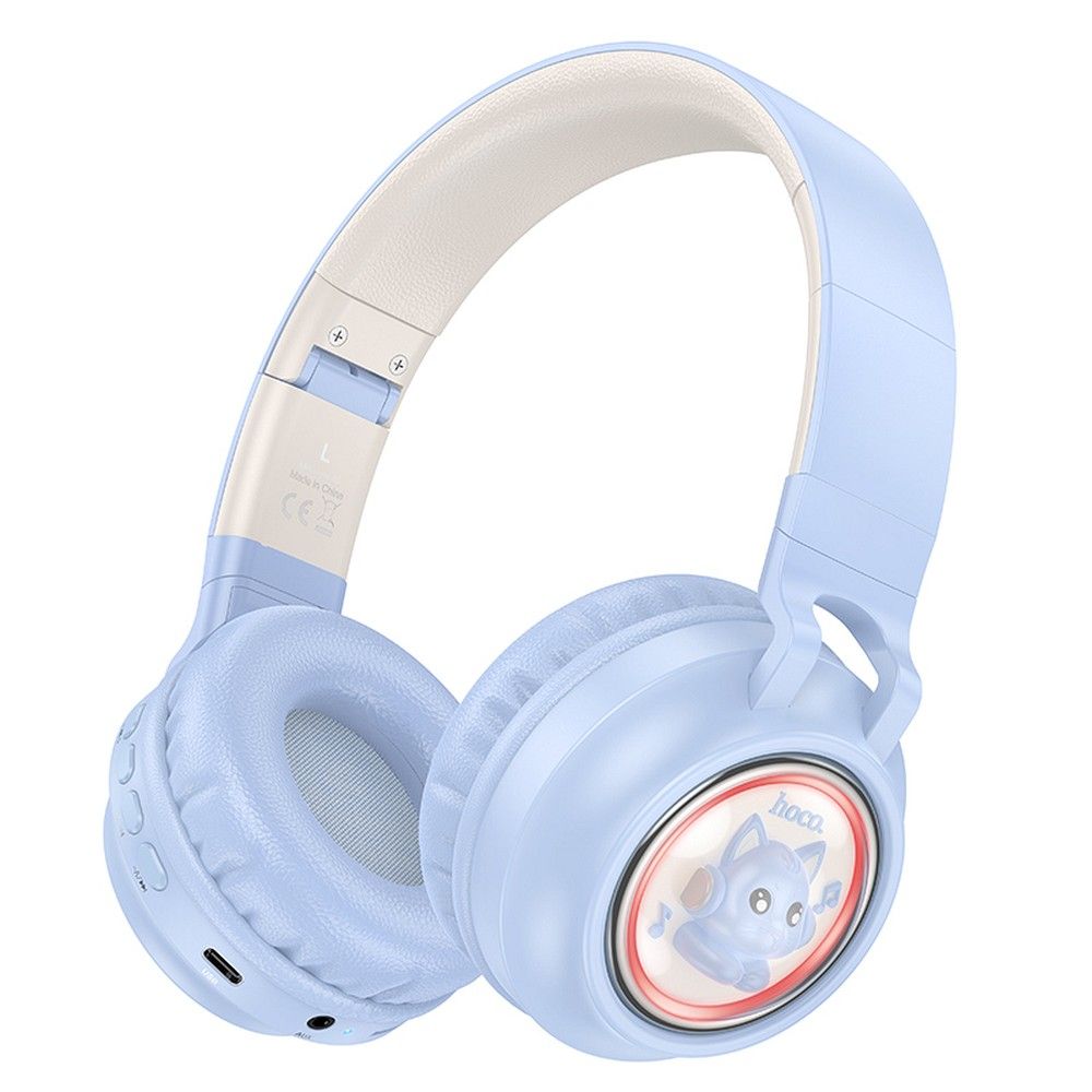HOCO CUTE CAT WIRELESS HEADPHONES WITH RGB BLUE W50