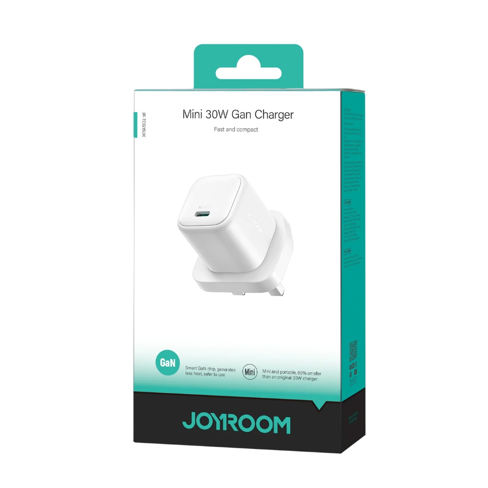 JOYROOM MINI PD FAST CHARGER 30W USB-C UK JR-TCG15 WHITE