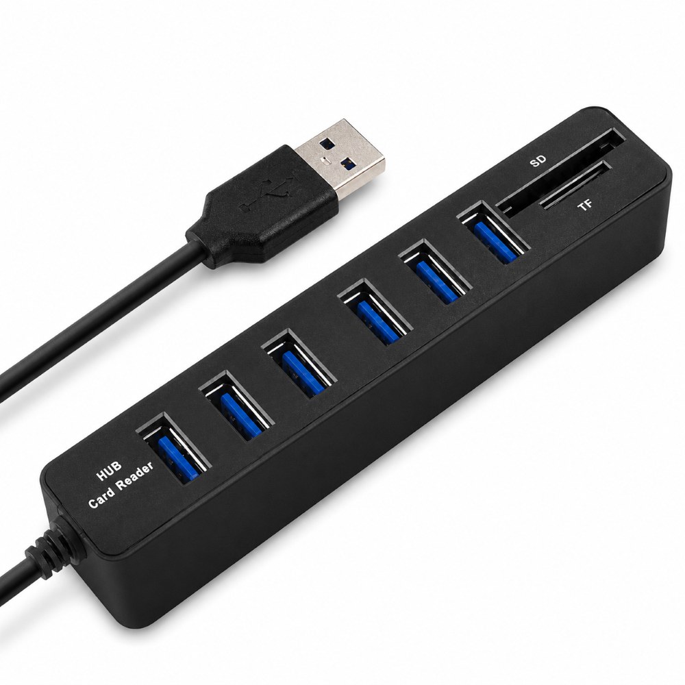 USB HUB 6 PORT WITH CARD READER USB 2.0