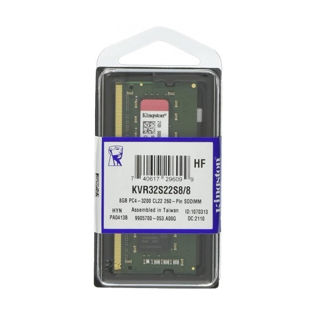 KINGSTON NOTEBOOK RAM SODIMM 8GB DDR4 3200MHZ KVR32S22S8/8