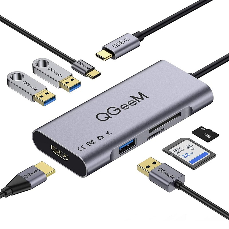 QGEEM 7 IN 1 100W USB-C MULTIPORT HUB