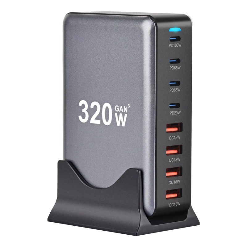 DESKTOP CHARGER 320W GAN 4 USB-C + 4 USB-A GRAY